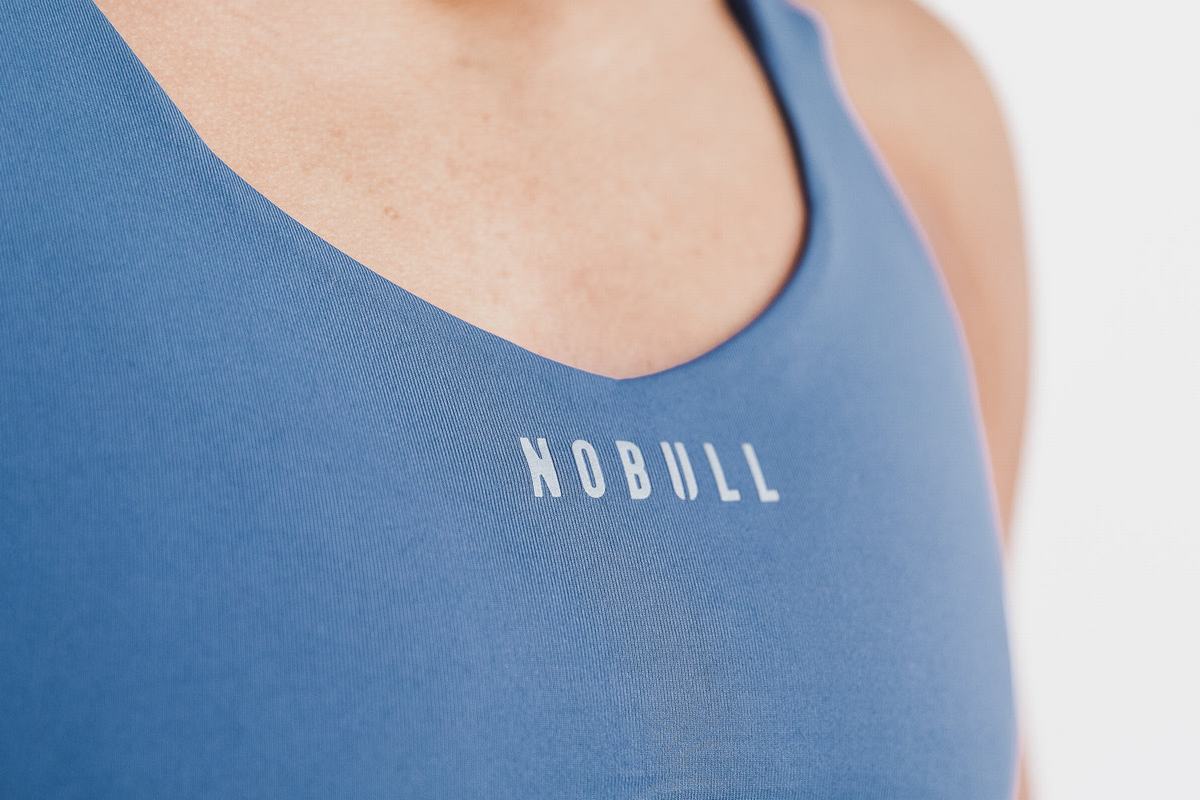 Nobull Pace Women's Sports Bras Blue | Australia (VA6173)